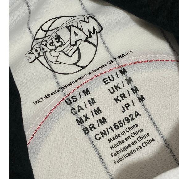 Space Jam Tune Squad Jersey Hoodie Style Pinstripe White Size M - Picture 5 of 7